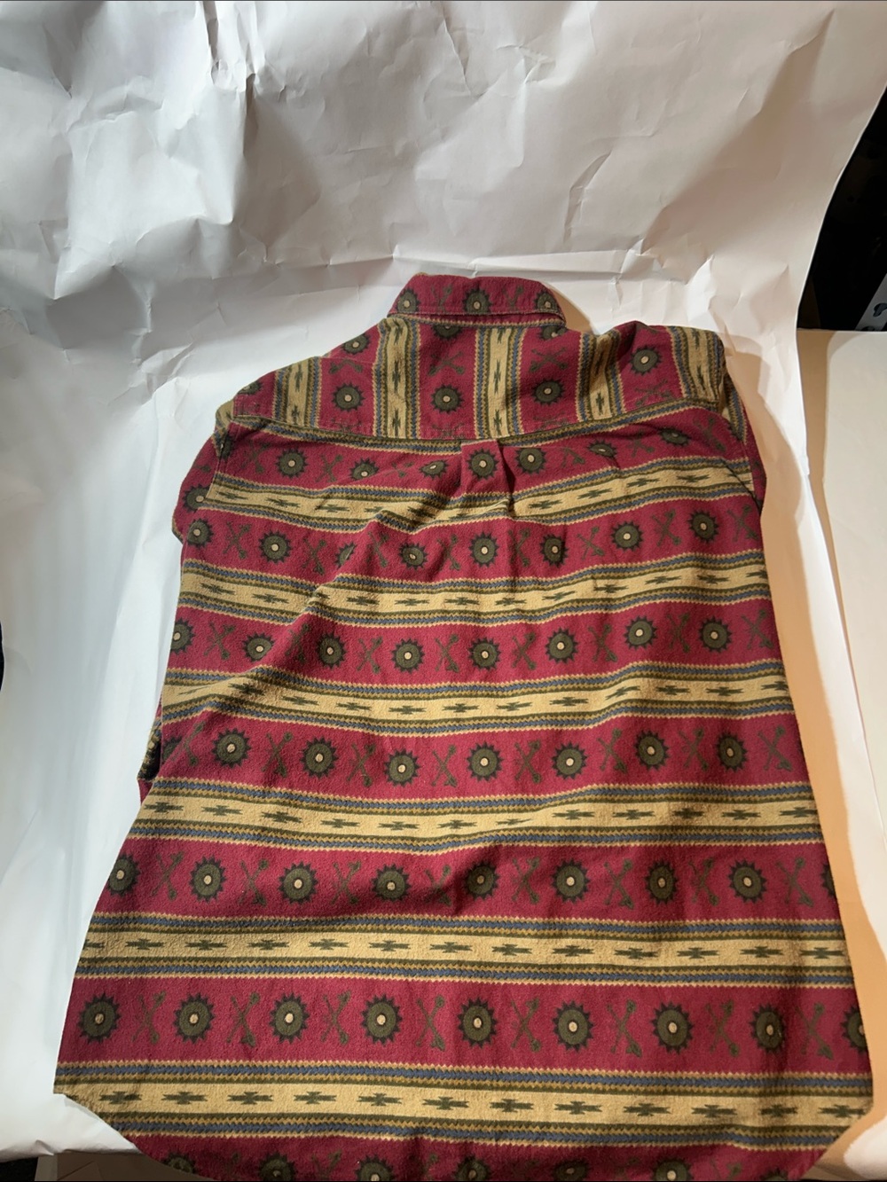 Vintage Woolrich Red, Tan & Green Patterned Button-Down Shirt - Long Sleeve - Picture 5 of 5